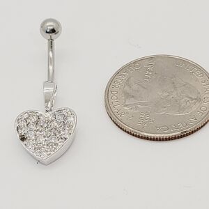 New Sterling Silver CZ Belly Button Navel Ring *a cz stone missing*